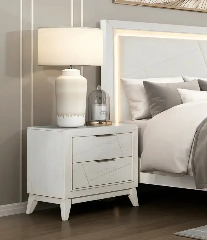 Antique White Finish Nightstand with Drawers