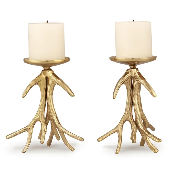 Antler Pillar Candleholders Se By SPI Home – 8in Height