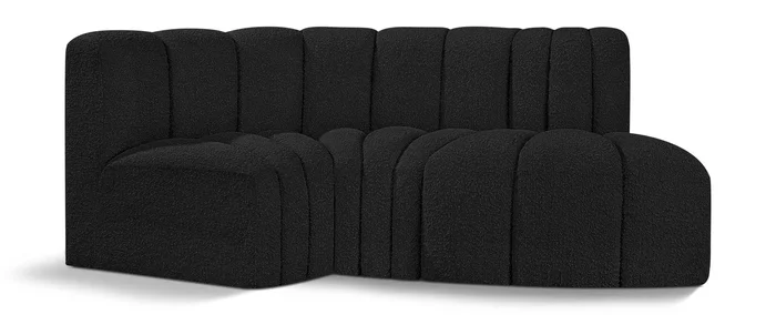 Arc – Boucle Fabric 3 Piece Modular L-Shaped Sofa