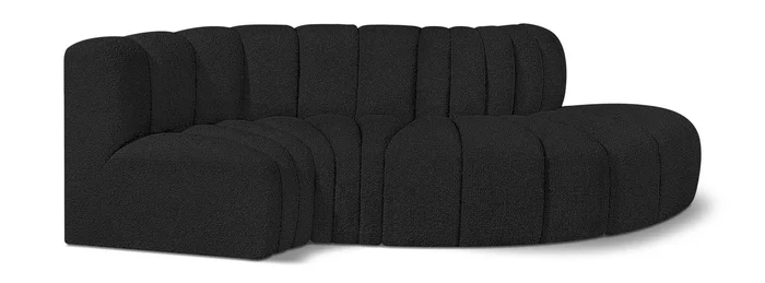Arc – Boucle Fabric 4 Piece L-Shaped Modular Sofa