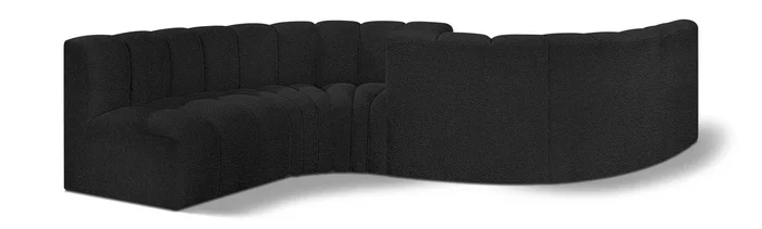 Arc – Boucle Fabric 6 Piece Modular Sofa – Black