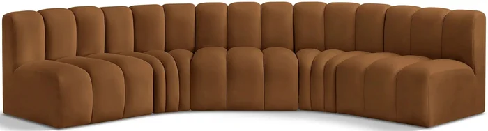 Arc – Velvet 5 Piece U-Shaped Modular Sofa – Saddle