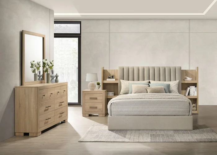 Arielle 4-piece Eastern King Bedroom Set Light Oak