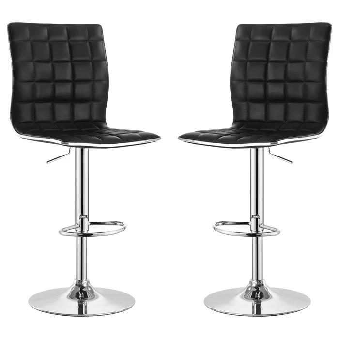Ashbury Upholstered Adjustable Bar Stool Black (Set of 2)