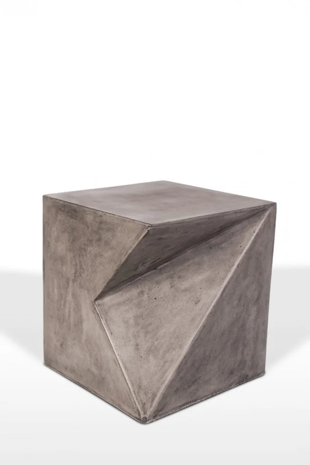 Asymmetric Dark Gray Concrete Cubed Stool By Homeroots