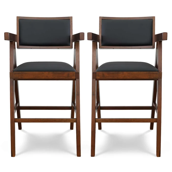 Athena Counter Chair In Black Vegan Leather