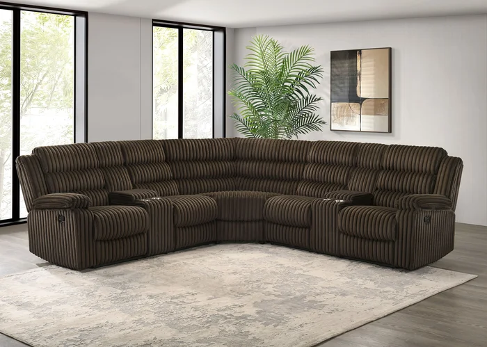 Atkinson Upholstered Reclining Sectional Sofa Chocolate