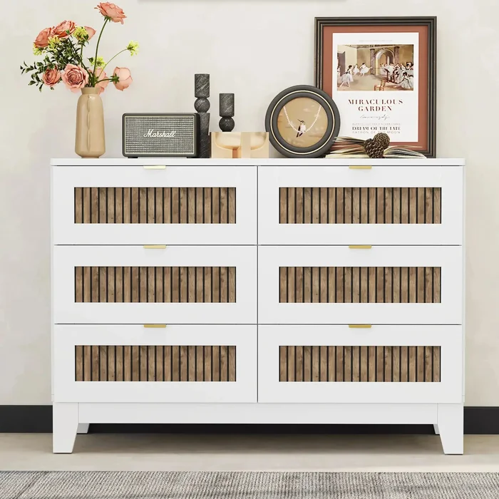 Aurelia Rustic Farmhouse Wooden Dresser with 6 Drawers