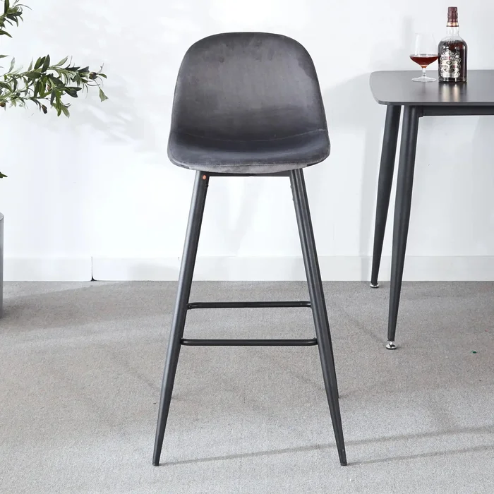 Bar Stool (Set of 2) Modern Counter Bar Height Chair With Back, Sturdy Metal Legs & Footrests, Island Stool For Kitchen Bar – Gray