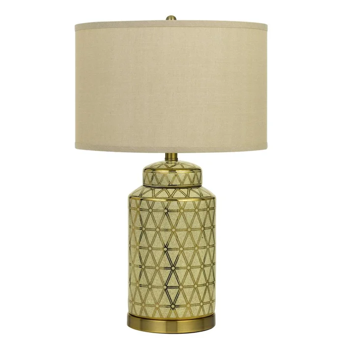 Barletta Ceramic Table Lamp With Hardback Fabric Shade (Sold And Priced As Pairs) By Cal Lighting – Antique Gold