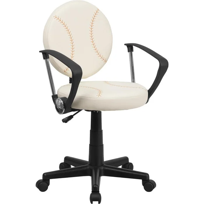 Baseball Swivel Task Office Chair With Arms By Flash Furniture – Brown and Cream