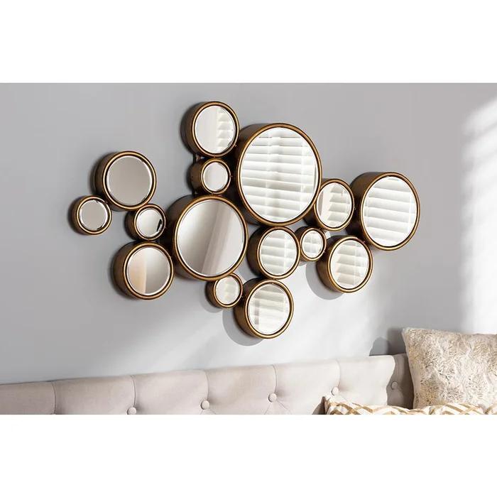 Baxton Studio Cassiopeia Modern and Contemporary Antique Gold Finished Bubble Accent Wall Mirror – Antique Gold