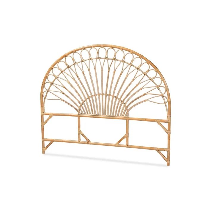 Baxton Studio Devereaux Modern Bohemian Natural Brown Rattan Queen Size Standalone Headboard – Natural Brown