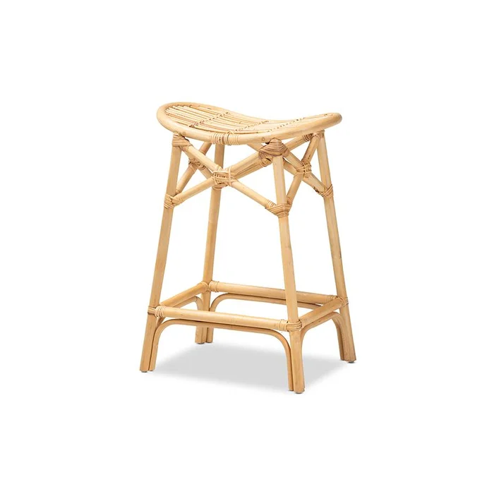 Baxton Studio Elgon Modern Bohemian Natural Brown Rattan Counter Stool – Natural Brown