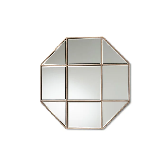 Baxton Studio Enora Modern and Contemporary Antique Bronze Finished Metal Geometric Accent Wall Mirror – Bronze