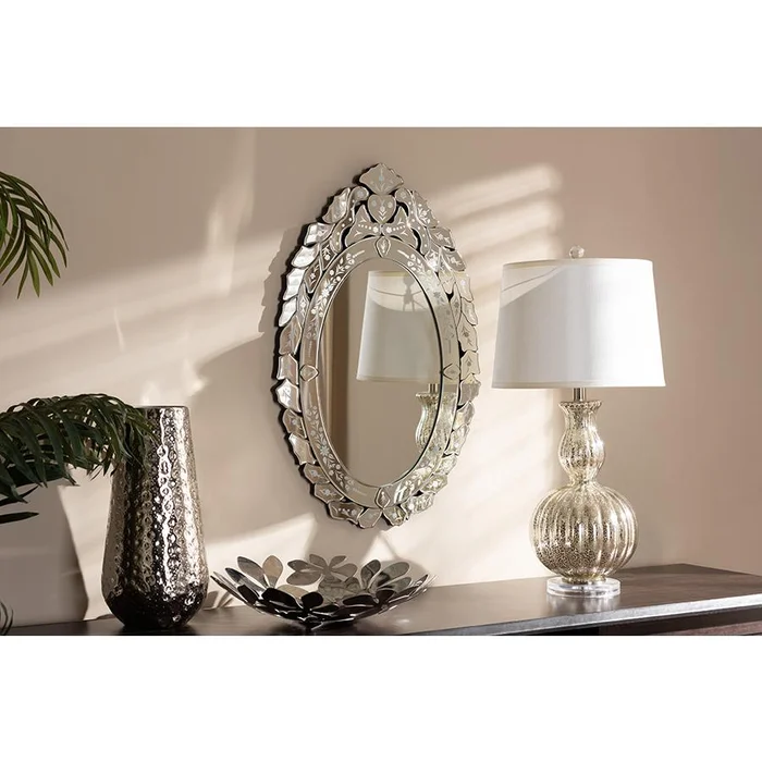 Baxton Studio Livia Classic and Traditional Silver Finished Venetian Style Accent Wall Mirror – Antique Silver