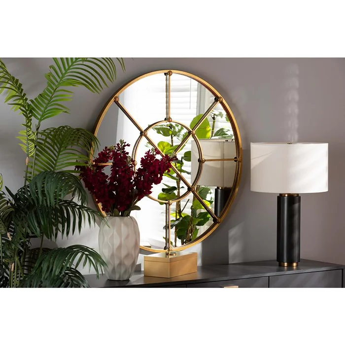 Baxton Studio Ohara Modern and Contemporary Gold Finished Metal Accent Wall Mirror – Gold