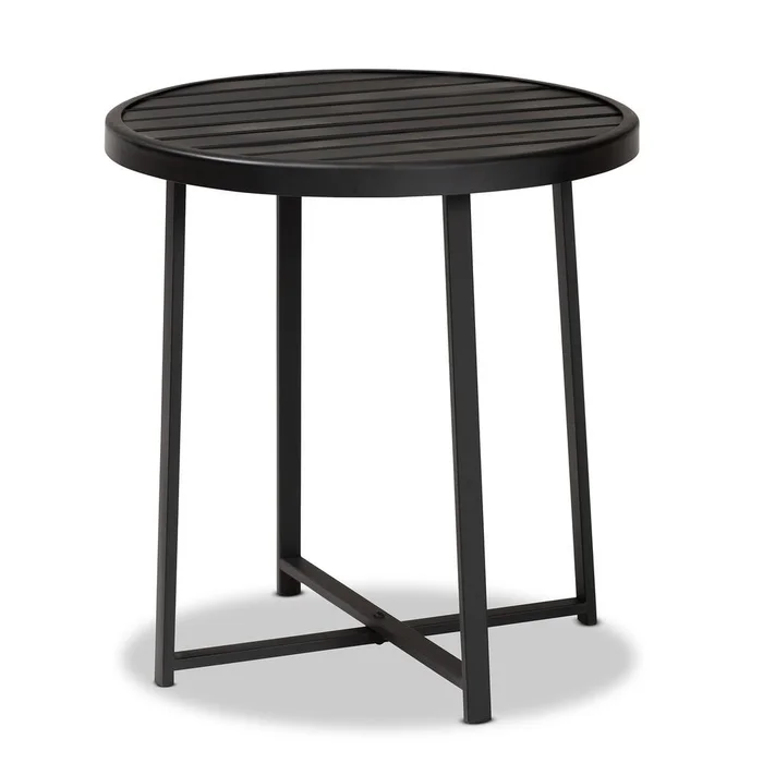 Baxton Studio Sadiya Modern Industrial Black Finished Metal Outdoor Side Table – Black