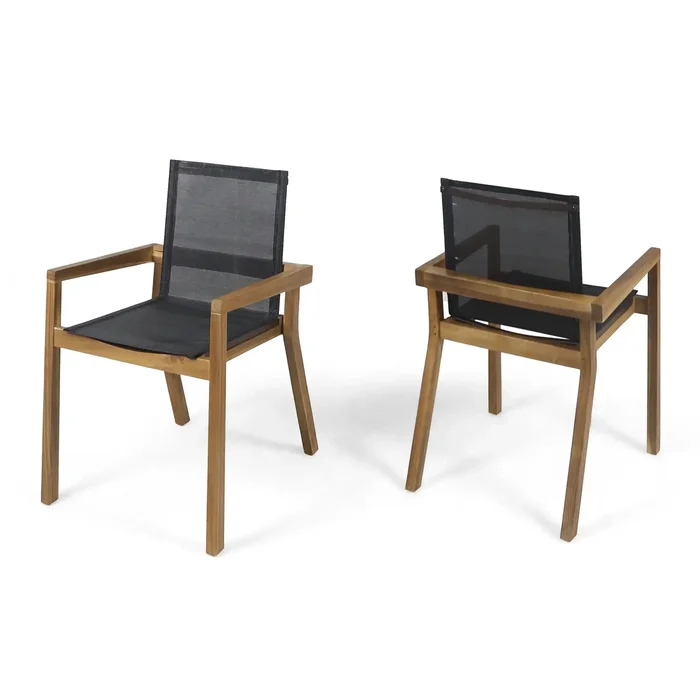 Belfast – Dining Chair With Acacia Wood Frame And Mesh Seating (Set of 2)