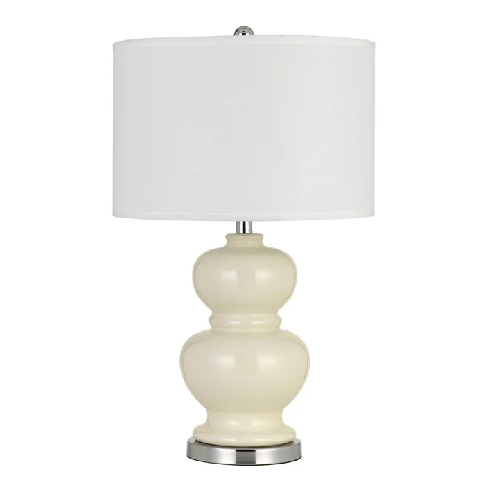 Bergamo Ceramic Table Lamp With Hardback White Fabric Shade (Sold And Priced As Pairs) By Cal Lighting – Ivory White
