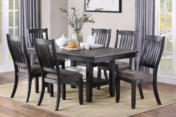 Beverly Rustic Dark Tone 7 Piece Dining Room Table Set