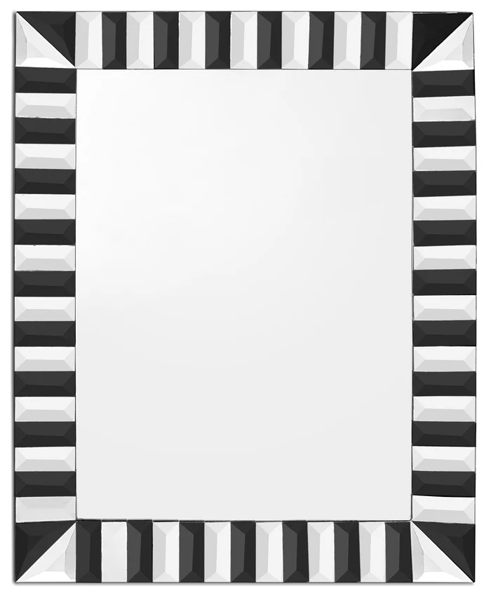 Black and White Striped Mirror By Homeroots