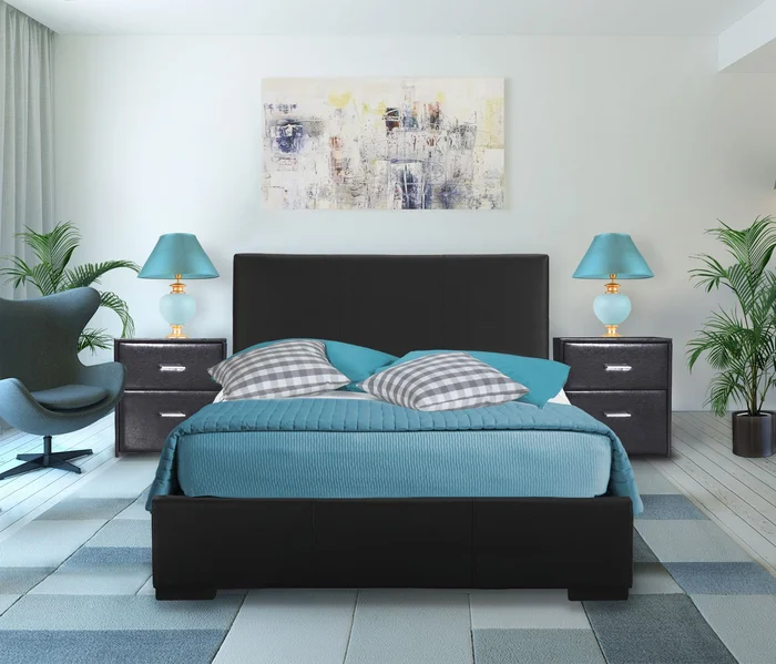 Black Upholstered Full Platform Bed By Homeroots