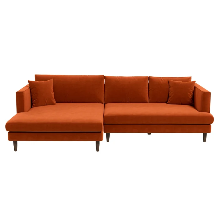 Blake L-Shaped Sectional Burnt Orange Sofa Left Facing