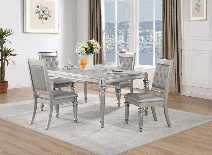 Bling Game Rectangular Dining Set Metallic Platinum