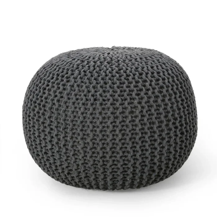 Bordeaux – Knitted Cotton Round Pouf, Versatile Ottoman And Floor Cushion
