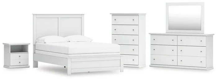 Bostwick Shoals Full Panel Bed with Mirrored Dresser, Chest and Nightstand