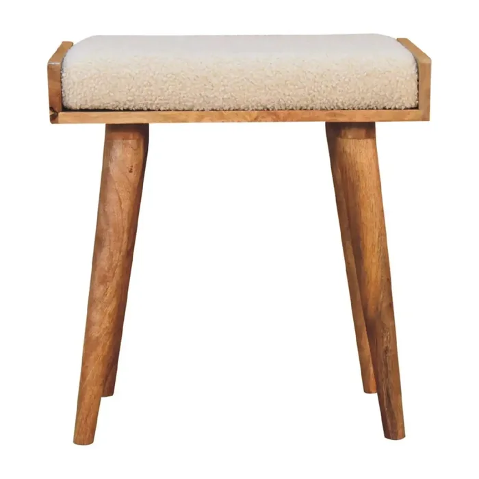 Boucle Tray Style Footstool – Cream