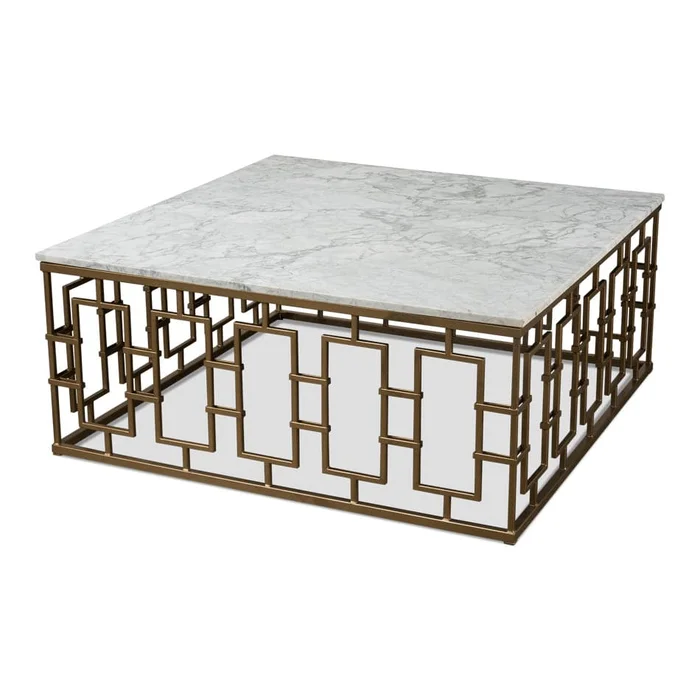 Brass Gate Cocktail Table w/ White Marble
