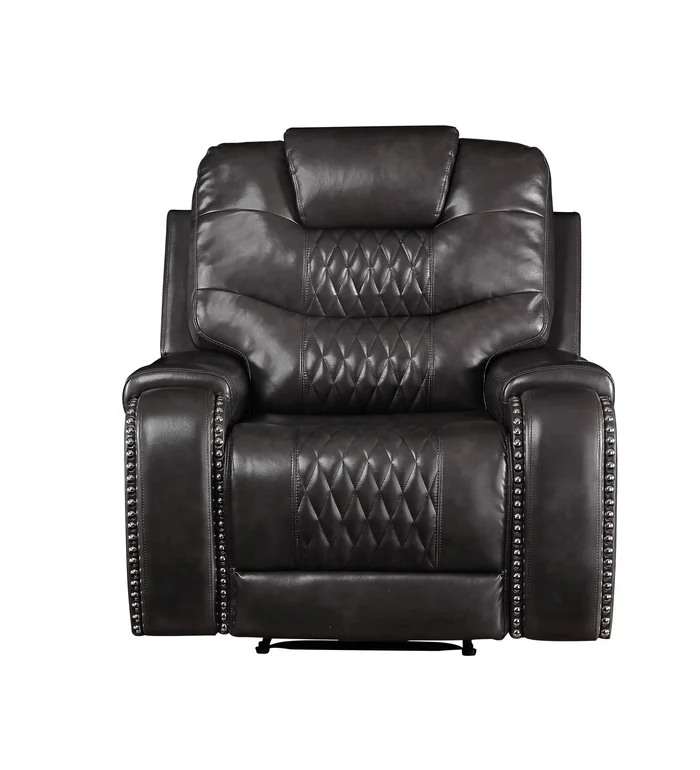 Braylon – Magnetite Synthetic Leather Manual Recliner Chair – Brown