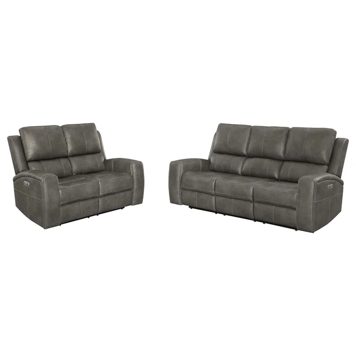 Brickston 2-piece Triple Power Reclining Sofa Set Charcoal