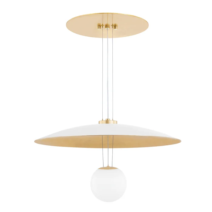 Brim 1 Light Small Pendant Soft White / Gold Leaf