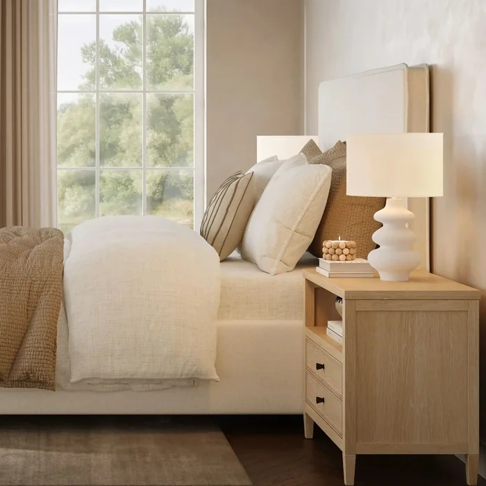 Bristol Park Whitewashed Oak Wood Large Nightstand