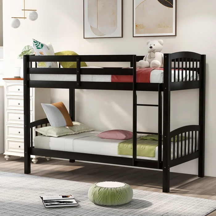 Brown Twin Over Twin Bunk Bed By Homeroots