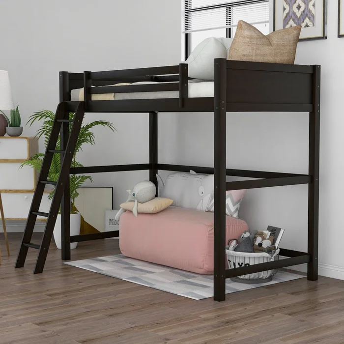 Brown Twin Size Hight Loft Bed By Homeroots