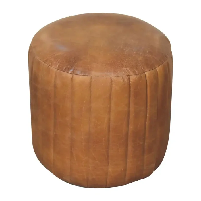 Buffalo – Leather Boucle Footstool – Brown