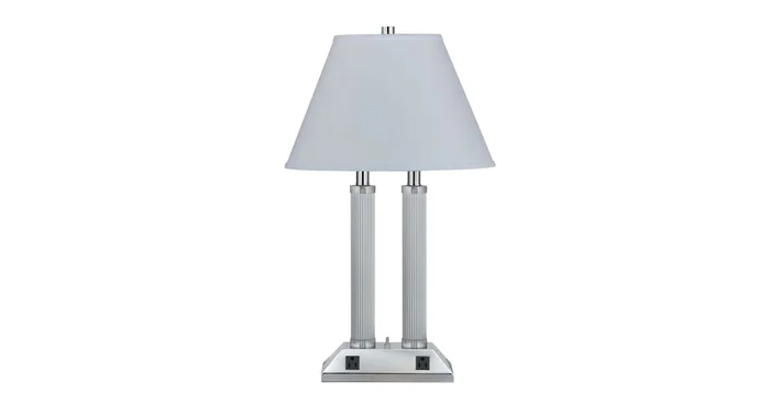 Cal Lighting 120 Watt 27″ Transitional Metal Desk Lamp with On/Off Switch and Oval Hardback Fabric Shade