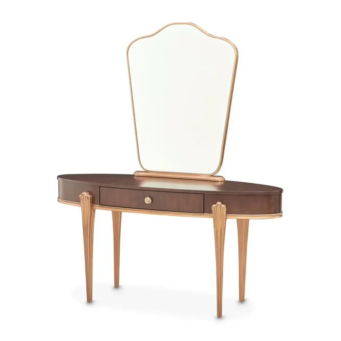 Camellia Field – Vanity With Mirror – Warm Pecan