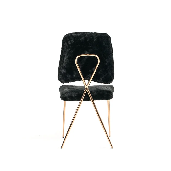 Candace – Modern Black Faux Fur Dining Chair (Set of 2)
