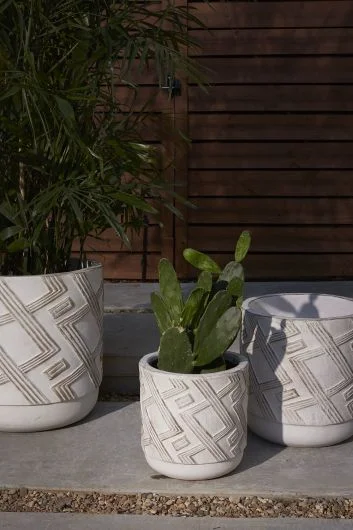 Candler White Ceramic Textured Planter By Accent Decor- 2 Sizes- 2 Sizes – White – Ceramic – 76635 – 76637