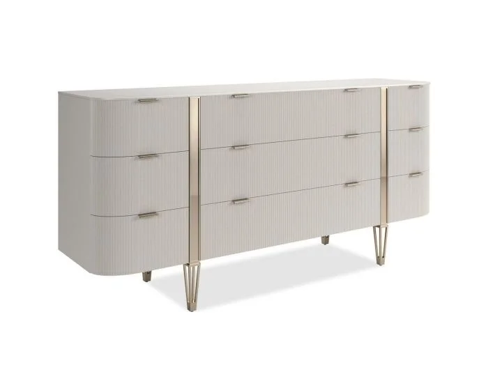 Caracole Classic Love At First Sight Dresser – Matte Pearl, Whisper of Gold