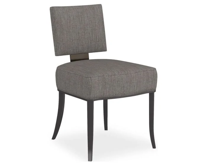 Caracole Classic Reserved Seating Side Dining Chair – Seal Skin, Brushed Deep Bronze