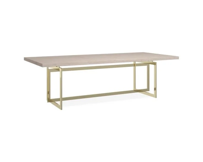 Caracole Classic Wish You Were Here Dining Table in Creme Travertine Top – Whisper of Gold