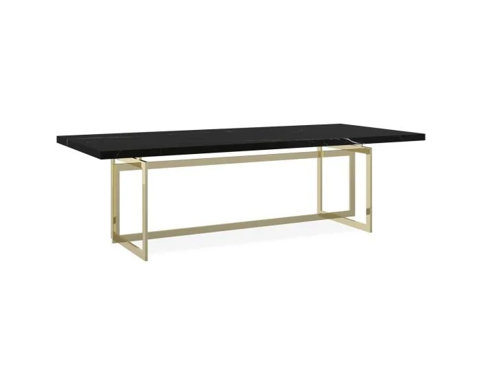 Caracole Classic Wish You Were Here Dining Table in Nero Marguia Marble Top – Whisper of Gold