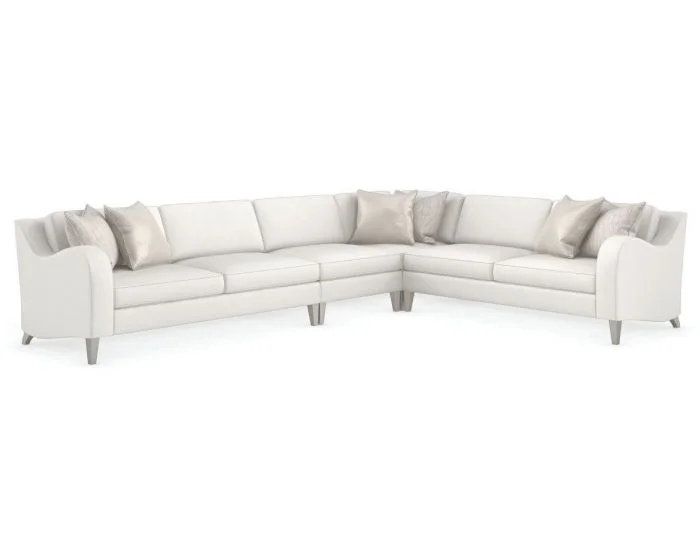 Caracole Victoria 4pc Sectional, Sparkling Argent
