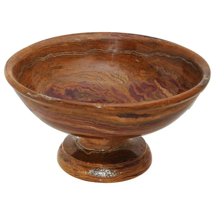 Carpo Collection Saffron Brown 12″ Onyx Pedestal Bowl